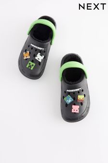 Black Minecraft Faux Fur Lined Clog Slippers (Q69007) | €24 - €26