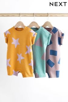 彩色抽象圖案 - 嬰兒單面布連身褲3件組 (Q69064) | NT$710 - NT$890