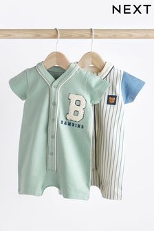 Blue/White Baby Jersey Collar Romper 2 Pack (Q69119) | €20 - €23