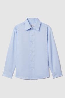 Reiss Soft Blue Remote Teen Slim Fit Cotton Shirt (Q69188) | SGD 99
