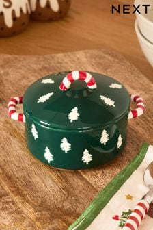 Green Christmas Tree Nibble Bowl with Lid (Q69216) | €14