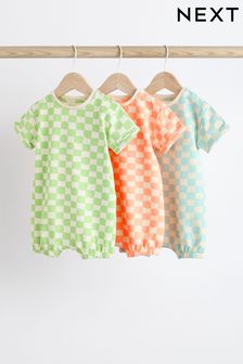 多方格圖案方格圖案 - 嬰兒單面布連身褲3件組 (Q69228) | NT$710 - NT$890
