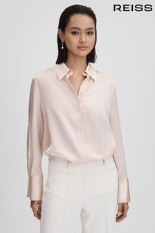 Reiss Nude Irina Silk Button-Through Shirt (Q69229) | $350