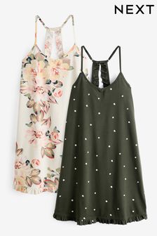 Khaki Floral Slip Nighties 2 Pack (Q69307) | 135 QAR