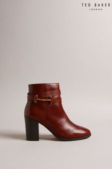 Ted Baker Anisea T Hinge Leather 85mm Ankle Brown Boots (Q69336) | €94