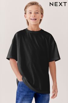Black Oversized Cotton Short Sleeve T-Shirt (3-16yrs) (Q69352) | €5 - €8