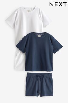 Marineblau/Weiß - Waffle Short Set Pyjamas 2 Pack (Q69367) | 62 €