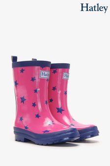 Hatley Pink Glitter Stars Shiny Rain Boots