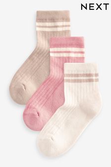 Neutral Mid Length Cotton Rich Cushioned Sole Ankle Socks 3 Pack (Q69422) | 22 QAR - 32 QAR