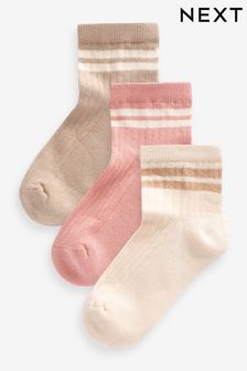Neutral Cropped Length Cotton Rich Cushioned Sole Ankle Socks 3 Pack (Q69432) | €6 - €9