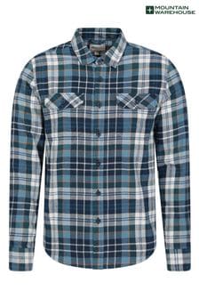 Mountain Warehouse Blue Dark Mens Trace Flannel Long Sleeve Shirt (Q69473) | $38