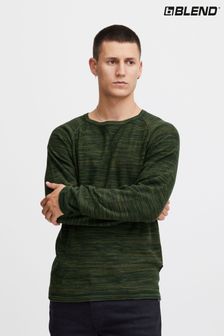 Green - Blend Slubbed Jersey Pullover Jumper (Q69538) | kr550