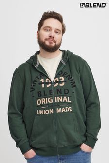 Blend Green Printed Zip Through Hooded Sweatshirt (Q69541) | kr730