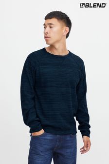 Niebieski - Blend zakładany przez głowę sweter z dżerseju o nopkowanej teksturze (Q69548) | 95 zł