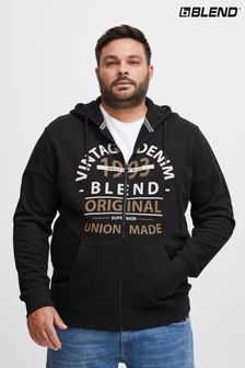 Blend Black Printed Zip Through Hooded Sweatshirt (Q69565) | €25