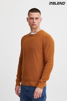 Brown - Blend Codford Lightweight Knitted Pullover Jumper (Q69568) | kr550