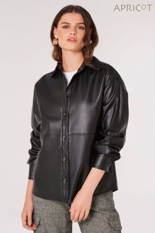 Apricot Black Faux Fur Leather Jacket (Q69577) | ￥6,870