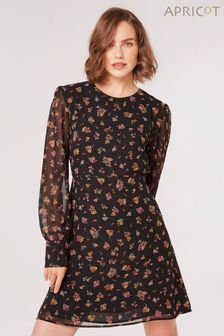 黑色 - 杏色 Ditsy Bunches 帝國接縫連身裙 (Q69584) | HK$360