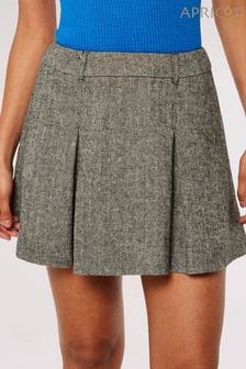 Apricot Black Rara Pleat Herringbone Skirt (Q69588) | SGD 58