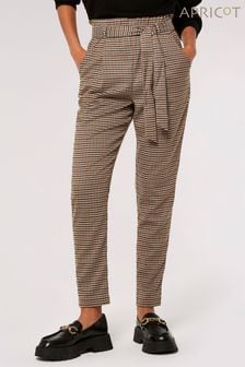 Apricot Brown Heritage Check Paperbag Trousers (Q69594) | SGD 68