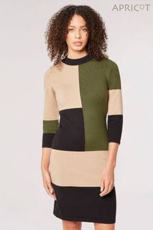 Apricot Green Constructive Colourblock Knit Dress (Q69598) | SGD 68