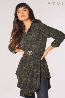 綠色 - Apricot伊卡特紋理尖角下擺長上衣式連身裙 (Q69608) | NT$1,630
