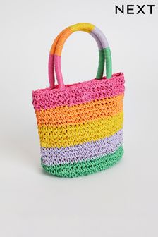 Multi Rainbow Straw Bag (Q69633) | $18