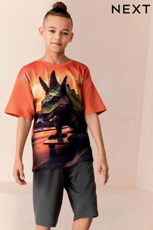 Orange Dinosaur Single Short Pyjamas (3-16yrs) (Q69900) | 17 € - 25 €