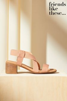 Friends Like These Pink Comfort Elastic Strap Low Block Heel Sandal (Q70043) | ￥5,110