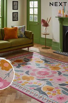 Pink Washable Bettie Floral Rug (Q70055) | SGD 50 - SGD 252