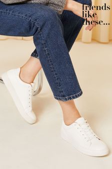 Friends Like These White Faux Leather Lace up Trainer (Q70116) | €41