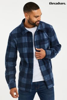 Threadbare Blue Fleece Button Through Check Shacket (Q70188) | $48