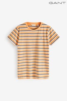 Portocaliu - Tricou cu dungi și logo scut Gant Teens (Q70399) | 239 LEI