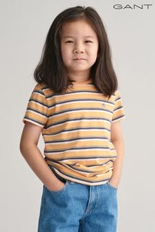 Portocaliu - Tricou cu dungi și logo scut pentru copii Gant (Q70425) | 179 LEI