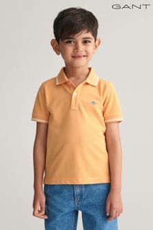 Naranja - Polo de piqué con escudo y ribetes para niño de GANT (Q70438) | 64 €