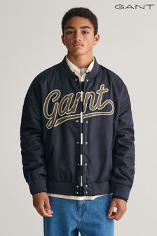 Gant Blue Teens Script Graphic Varsity Jacket (Q70440) | NT$7,000