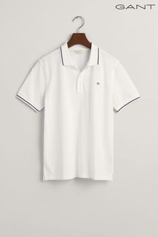 Bela - polo srajca iz pikeja z obrobo Gant Teens (Q70448) | €63