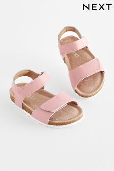 Pink Wide Fit (G) Leather Corkbed Sandals (Q70496) | Kč570 - Kč645