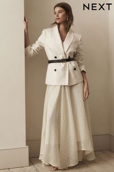 Ecru Premium Asymmetric Textured Skirt (Q70504) | kr788