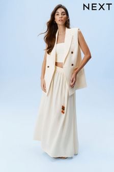 Textured Maxi Skirt With Beaded Belt