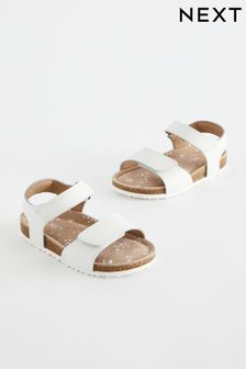 White Wide Fit (G) Leather Corkbed Sandals (Q70527) | €21 - €24