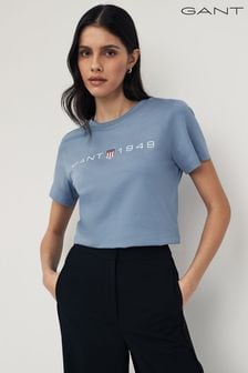 Blau - Gant Archive T-Shirt mit Schildlogo (Q70591) | 55 €