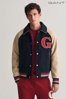 Jachetă de lână model de colegiu Gant Albastru (Q70632) | 2,089 LEI