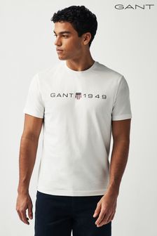 Biały - Koszulka Gant z nadrukiem (Q70653) | 220 zł
