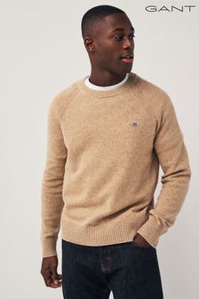 Naturalny - Dwukolorowy sweter z okrągłym dekoltem Gant (Q70664) | 395 zł