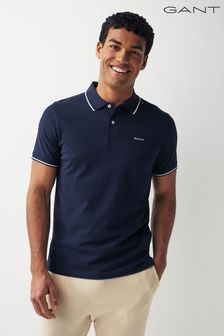 Синий - футболка-поло из пике с контрастной отделкой Gant (Q70673) | €93