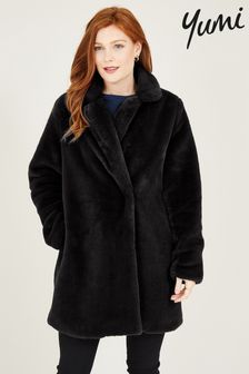 Yumi Black Faux Fur Coat (Q70697) | SGD 145