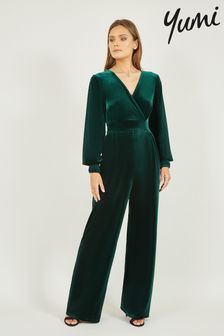 Yumi Green Velvet Long sleeve Jumpsuit (Q70699) | AED360