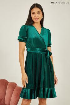 Mela 絨布裹身傘狀連身裙（附蝴蝶結腰帶） (Q70732) | NT$2,100