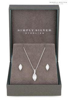 Simply Silver Silver Marquisse Navette Set (Q70734) | €25